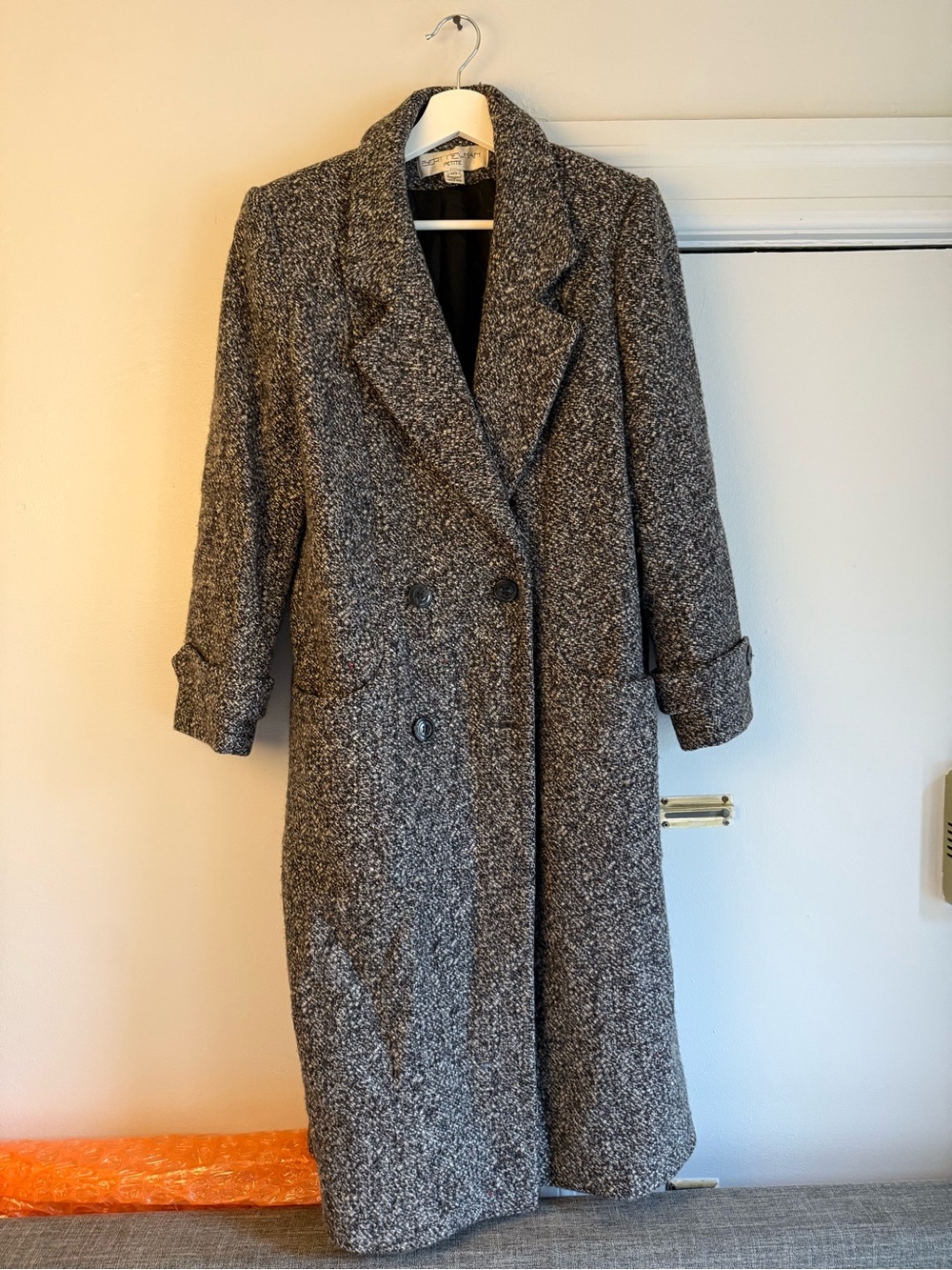Women’s Wool-Blend Long Double-Breasted Coat - Gray